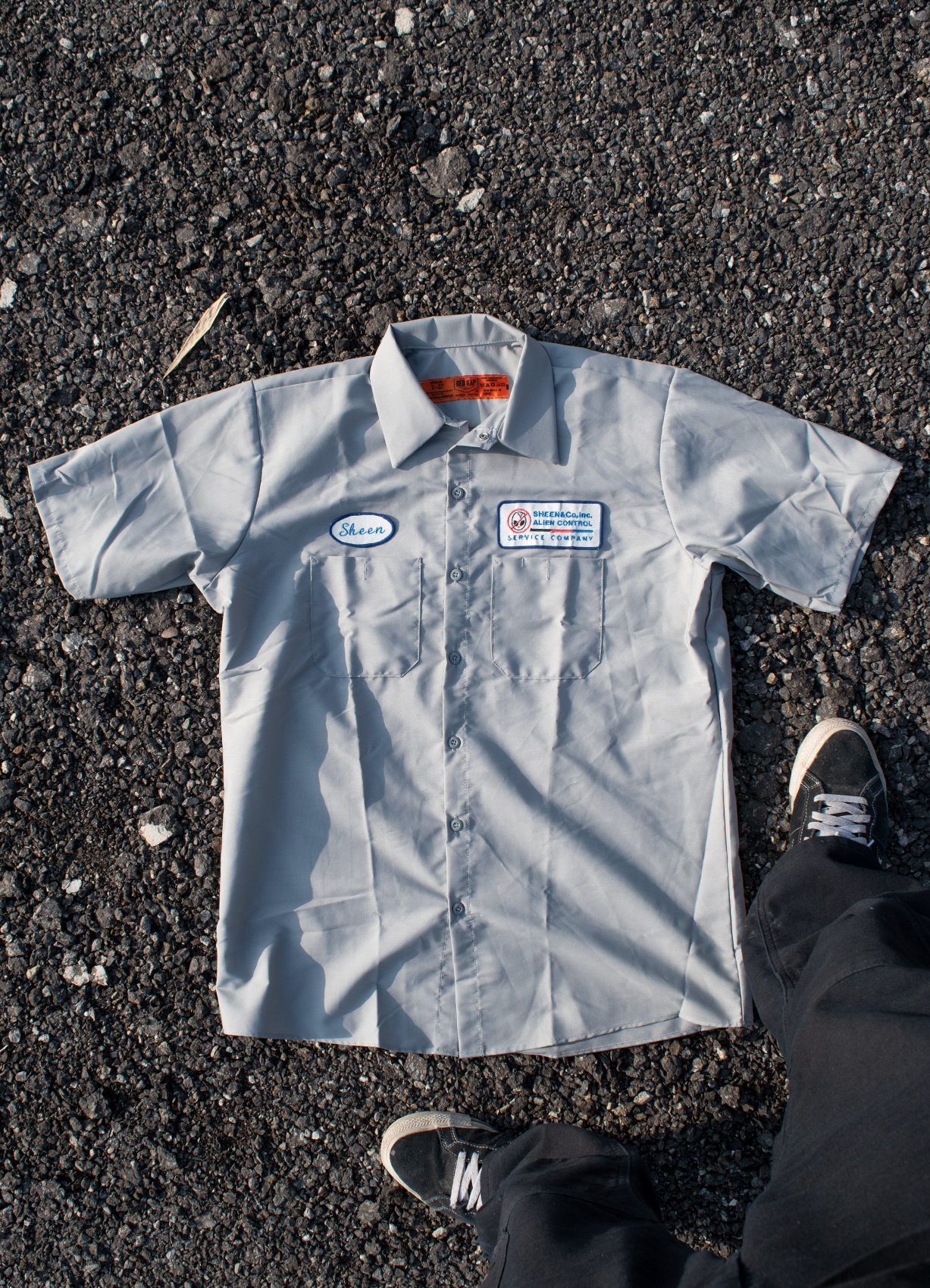 Alien Control Short Sleeve Work shirts Light Grey